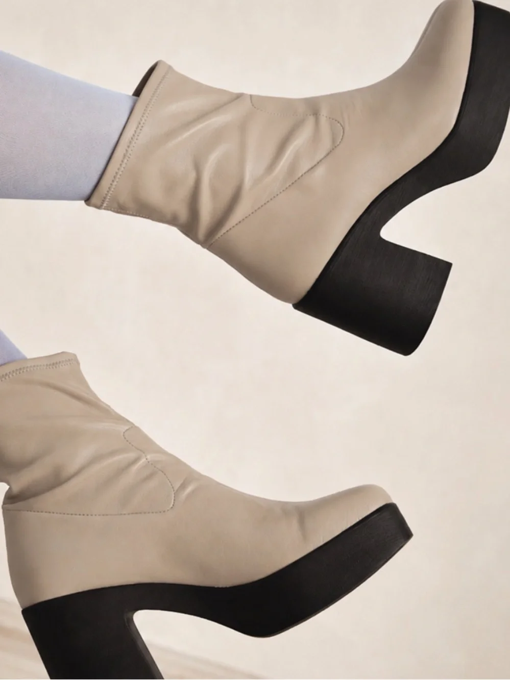 Intentionally Blank Boots Marlowe Empire Platform in Cream Vegan Leather